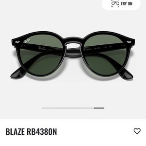 Rayban matte black Blaze round sunglasses